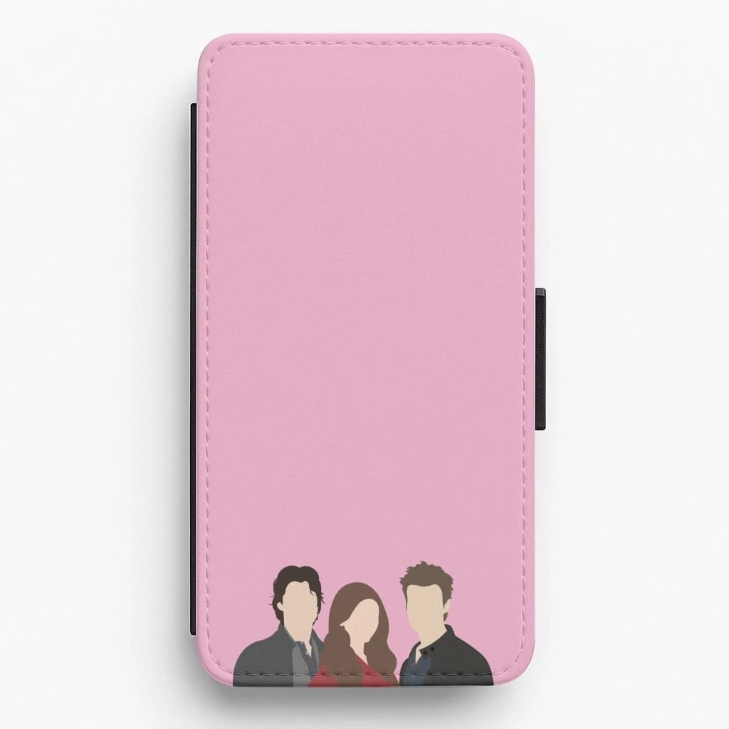 Elena, Damon And Stefan - VD Flip / Wallet Phone Case Soft Build Texture Smooth Texture