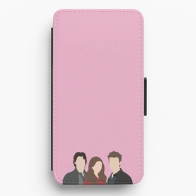 Elena, Damon And Stefan - VD Flip / Wallet Phone Case Soft Build Texture Smooth Texture