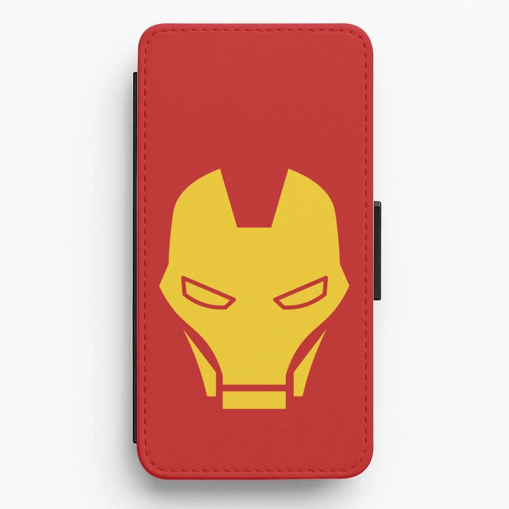 Red Robot Super Hero Face Flip / Wallet Phone Case Gloss Texture Minimal Surface