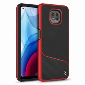 ZIZO DIVISION Series Moto G Power (2021) Case - Black & Red Soft Edge Look Elegant Accent