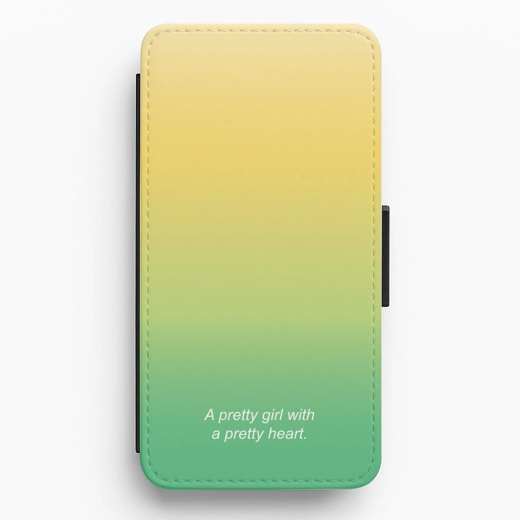 Premium Detail Finish Smooth Lining A Pretty Girl With A Pretty Heart Flip / Wallet Phone Case