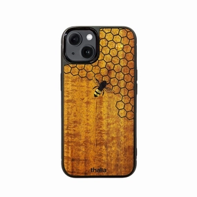 Anti Shock Protective Design Texture AAA Curly Hawaiian Koa with Bee with Honeycomb | iPhone Case