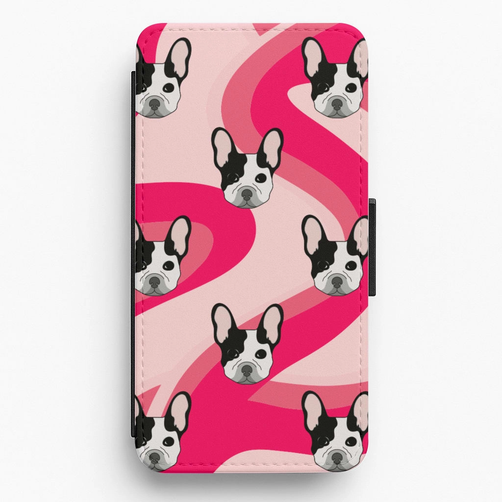 Glossy Texture Abstact Frenchie - Dog Pattern Flip / Wallet Phone Case