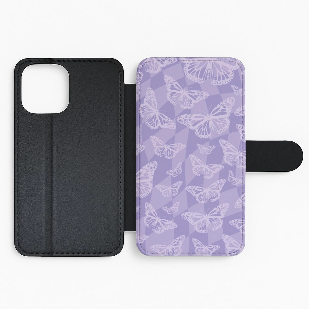 Anti Shock Abstract Butterflies Pattern Flip / Wallet Phone Case
