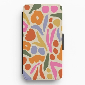 Abstract Floral Pattern - Floral Flip / Wallet Phone Case Hybrid Touch Trendy Detailing