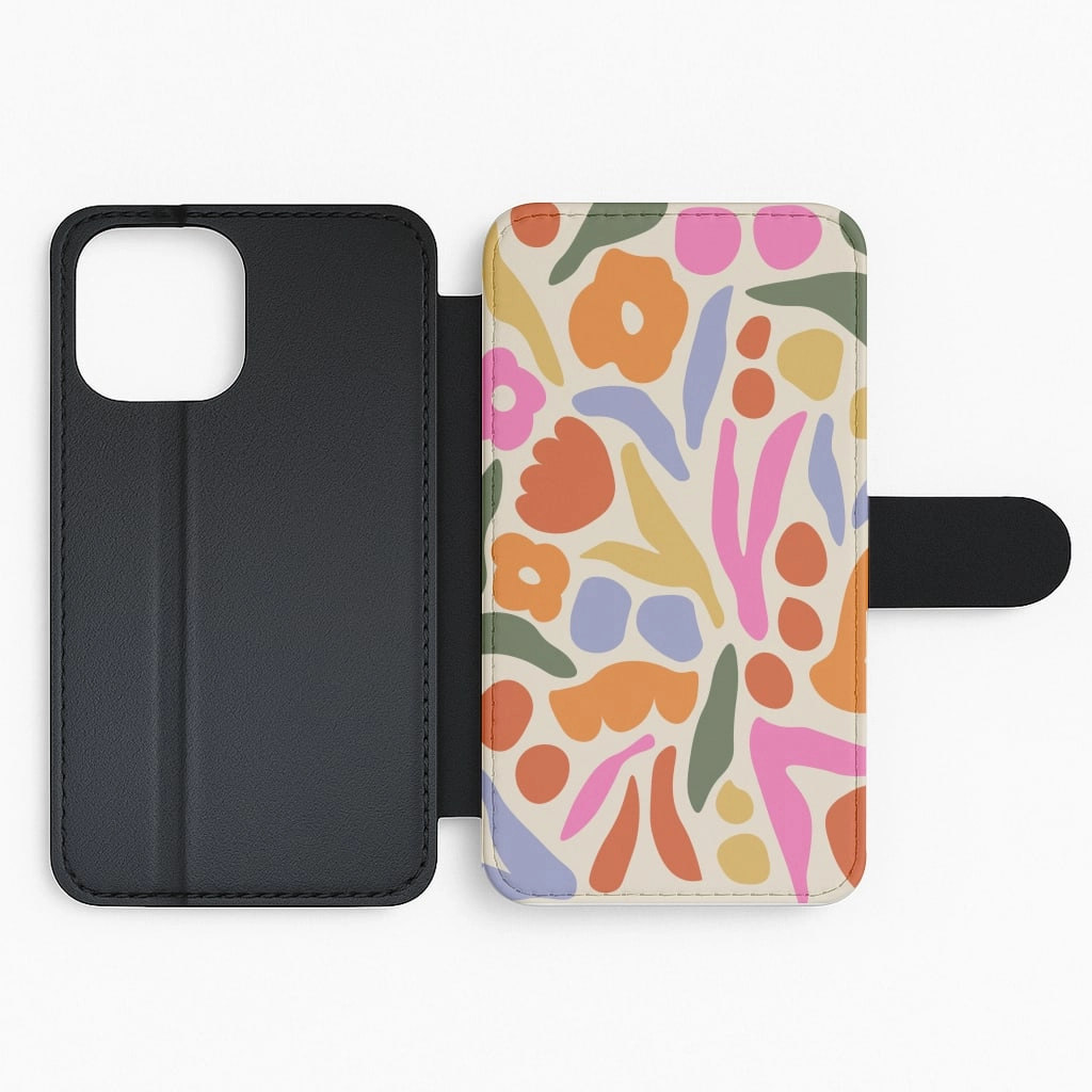 Abstract Floral Pattern - Floral Flip / Wallet Phone Case Soft Finish Matte Look