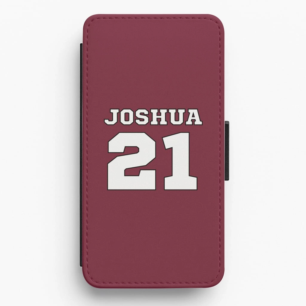 Burgundy - Personalised Football Flip / Wallet Phone Case Premium Edge Design Gift Choice