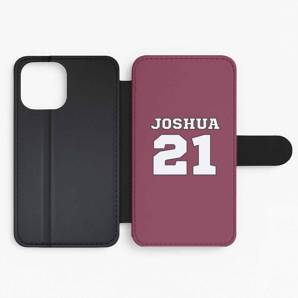 Burgundy - Personalised Football Flip / Wallet Phone Case Shock Layer