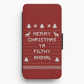 Urban Style Protective Structure Merry Christmas Ya Filthy Animal Flip / Wallet Phone Case