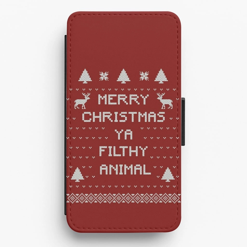 Urban Style Protective Structure Merry Christmas Ya Filthy Animal Flip / Wallet Phone Case