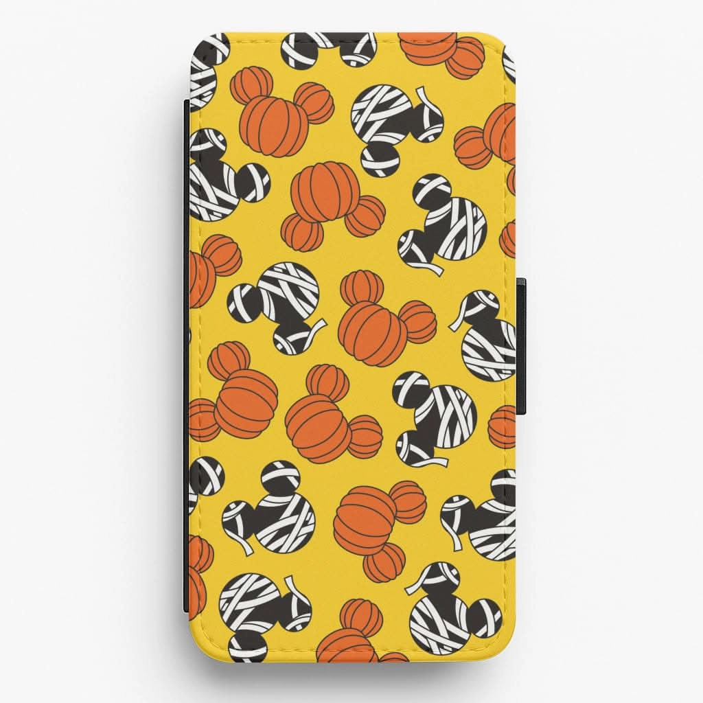 Pumpkin And Mummy Mouse Pattern Flip / Wallet Phone Case Strong Outline Modern Design Texture