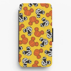 Pumpkin And Mummy Mouse Pattern Flip / Wallet Phone Case Strong Outline Modern Design Texture