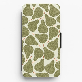 Pears - Fruit Patterns Flip / Wallet Phone Case Compact Feel Stylish Detail Layer
