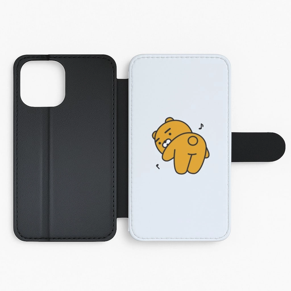 Trendy Texture Finish Elegant Touch Anime Bear Bum Flip Wallet Phone Case