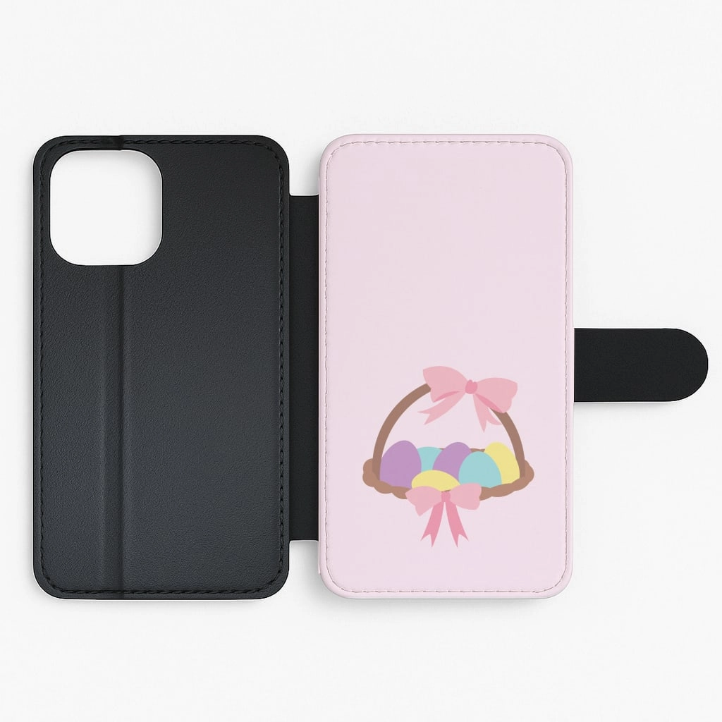 Trendy Texture Pink Easter Basket Flip / Wallet Phone Case