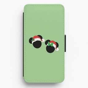 Durable Texture Refined Finish Festive Mice Christmas Flip / Wallet Phone Case