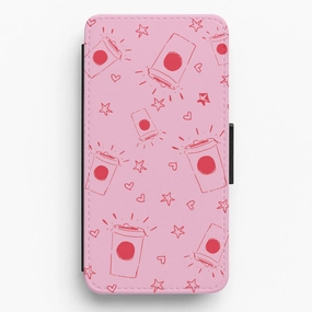 Coffee Pattern - Chamberlain Flip / Wallet Phone Case Matte Texture Matte Feel Texture