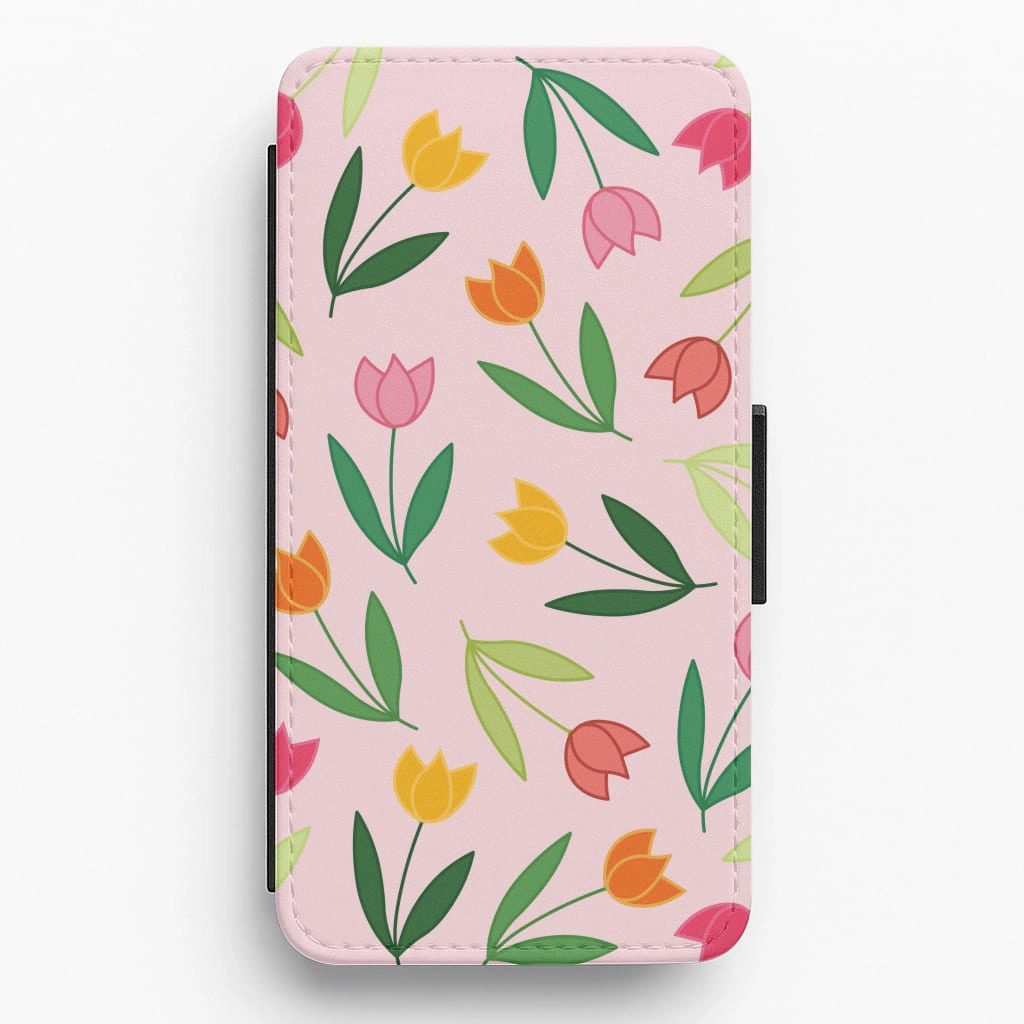 Simple Look Tulips - Spring Patterns Flip / Wallet Phone Case