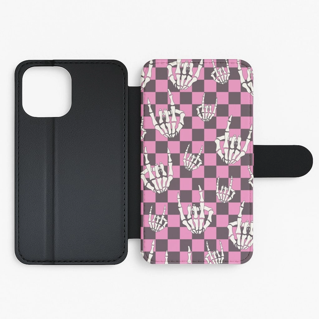 Rock On Skeleton Flip / Wallet Phone Case Versatile Accessory Rugged Pattern Design
