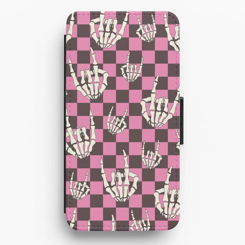 Rock On Skeleton Flip / Wallet Phone Case Enhanced grip Premium Protection