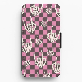 Rock On Skeleton Flip / Wallet Phone Case Enhanced grip Premium Protection
