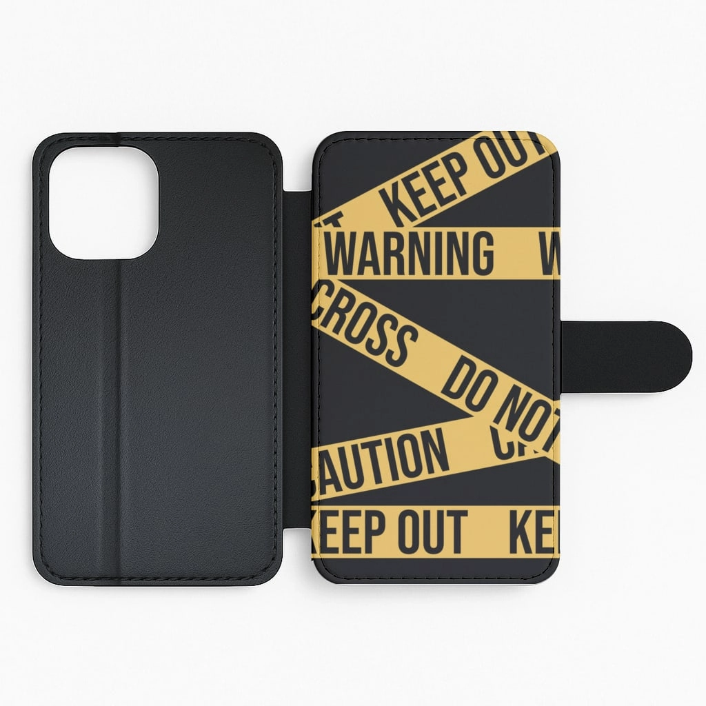 Shockproof Edge Warning Tapes Flip / Wallet Phone Case