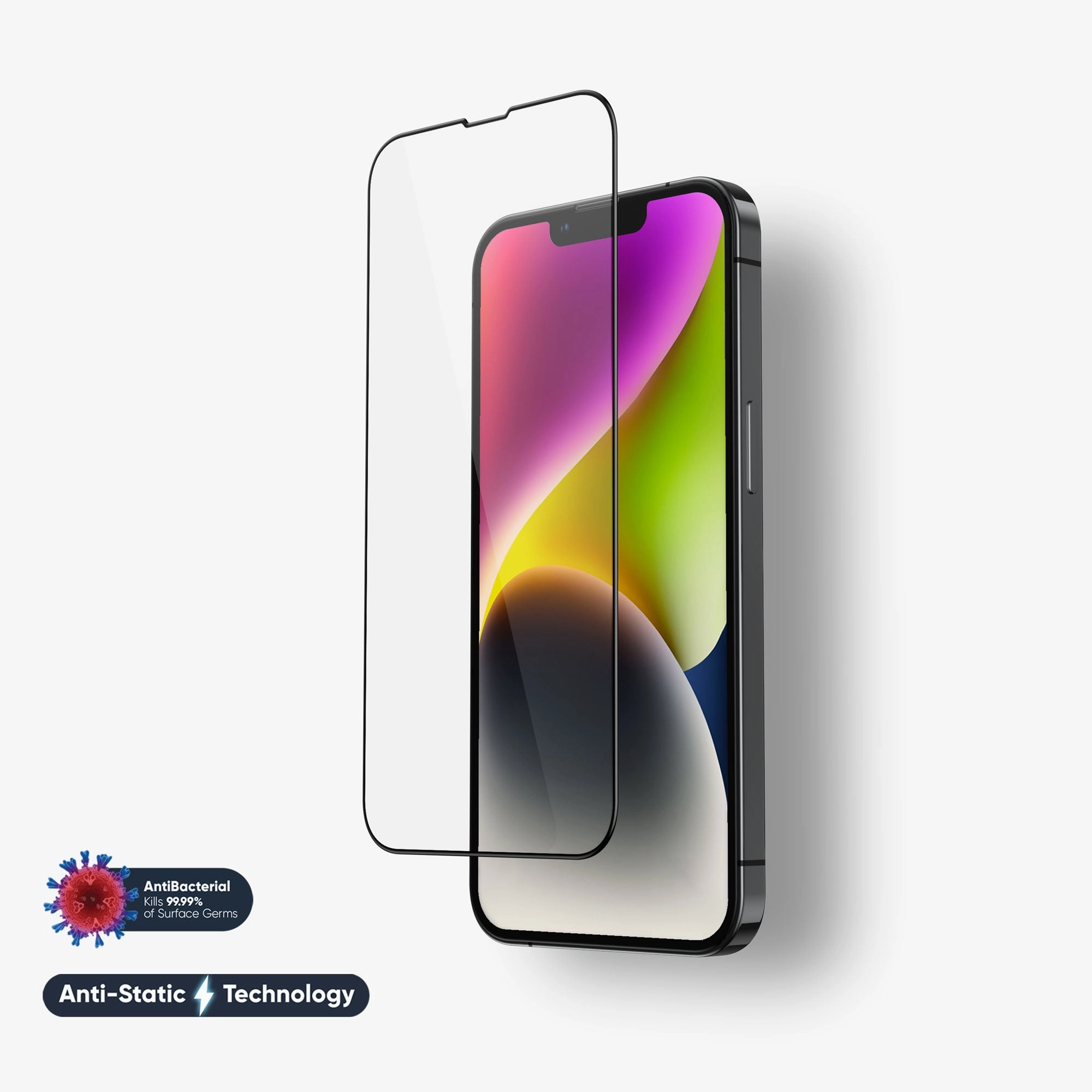 Screen Protector Film NanoArmour for iPhone 14 Screen Protector Antimicrobial Anti-Dust Edge-to-Edge Blue Light Blocker