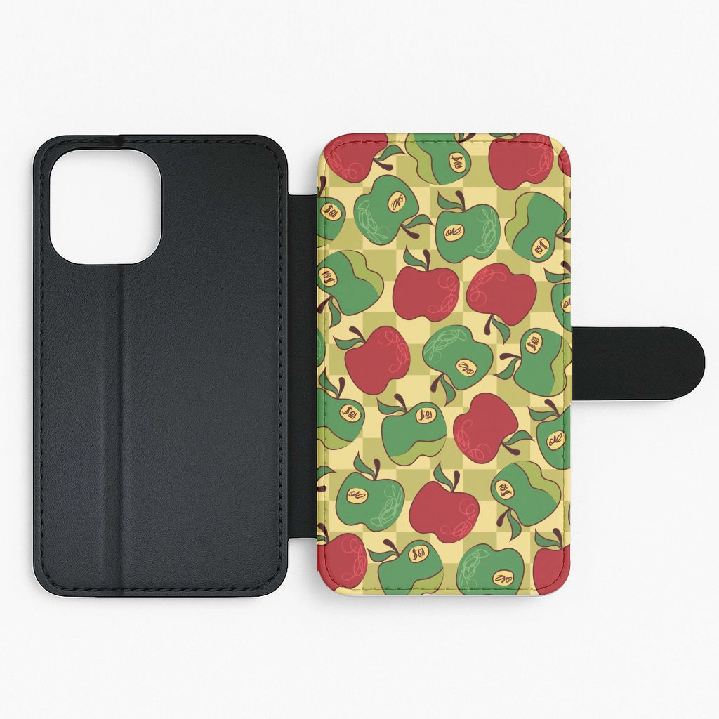 Artsy Apples Pattern Flip / Wallet Phone Case Hybrid Texture Design