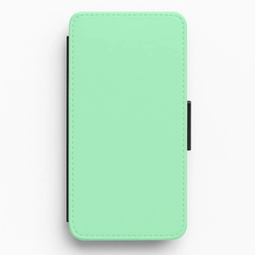 Back To Casics - Pretty Pastels - Plain Green Flip / Wallet Phone Case Modern Grip Design