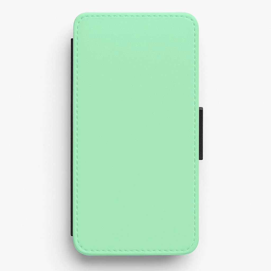Back To Casics - Pretty Pastels - Plain Green Flip / Wallet Phone Case Modern Grip Design