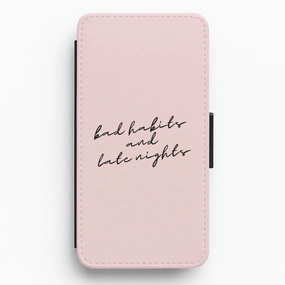 Smooth Outline Frosted surface Bad Habits And Late Nights - TikTok Trends Flip / Wallet Phone Case