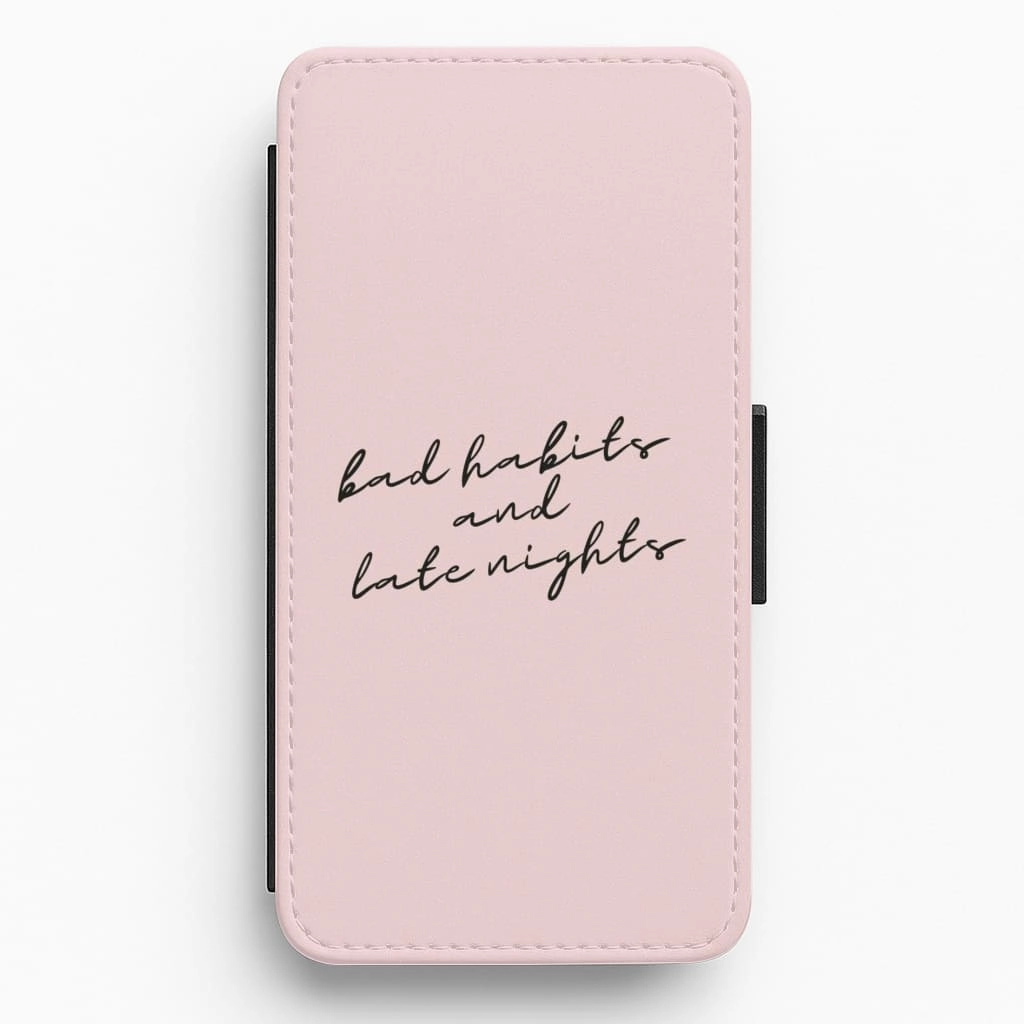 Smooth Outline Frosted surface Bad Habits And Late Nights - TikTok Trends Flip / Wallet Phone Case