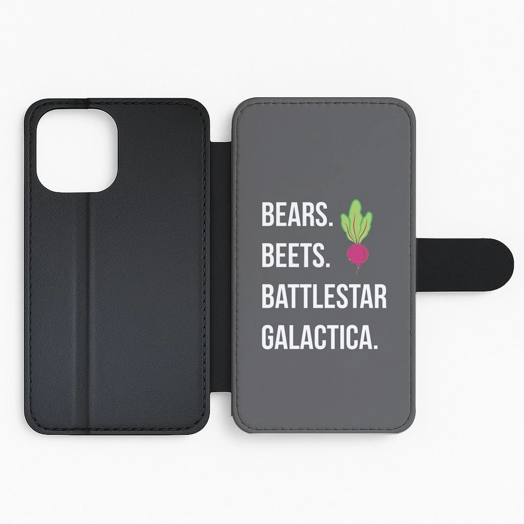 Rugged Edge Texture Durable Edge Bears. Beets. Battlestar Galactica Illustration Flip Wallet Phone Case