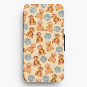 Smooth Feel Surface Bears With Cowboy Hats - Western  Flip / Wallet Phone Case