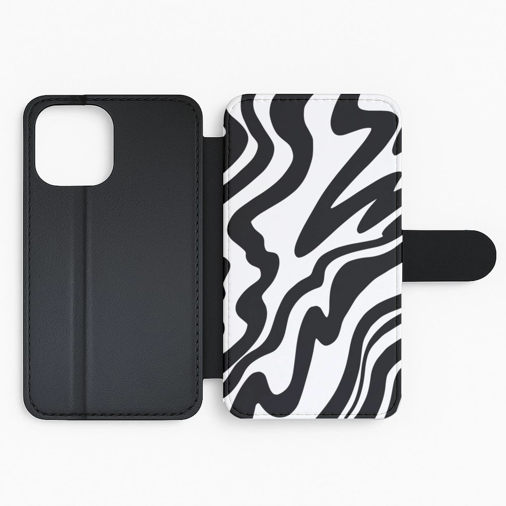 Premium Look Clear Design Black And White - Halloween Flip / Wallet Phone Case
