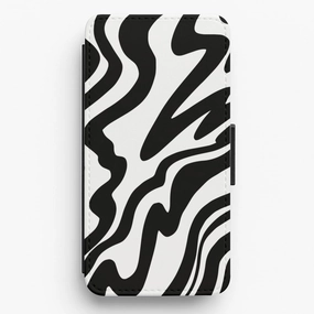 Black And White - Halloween Flip / Wallet Phone Case Sleek Grip Fashion Texture