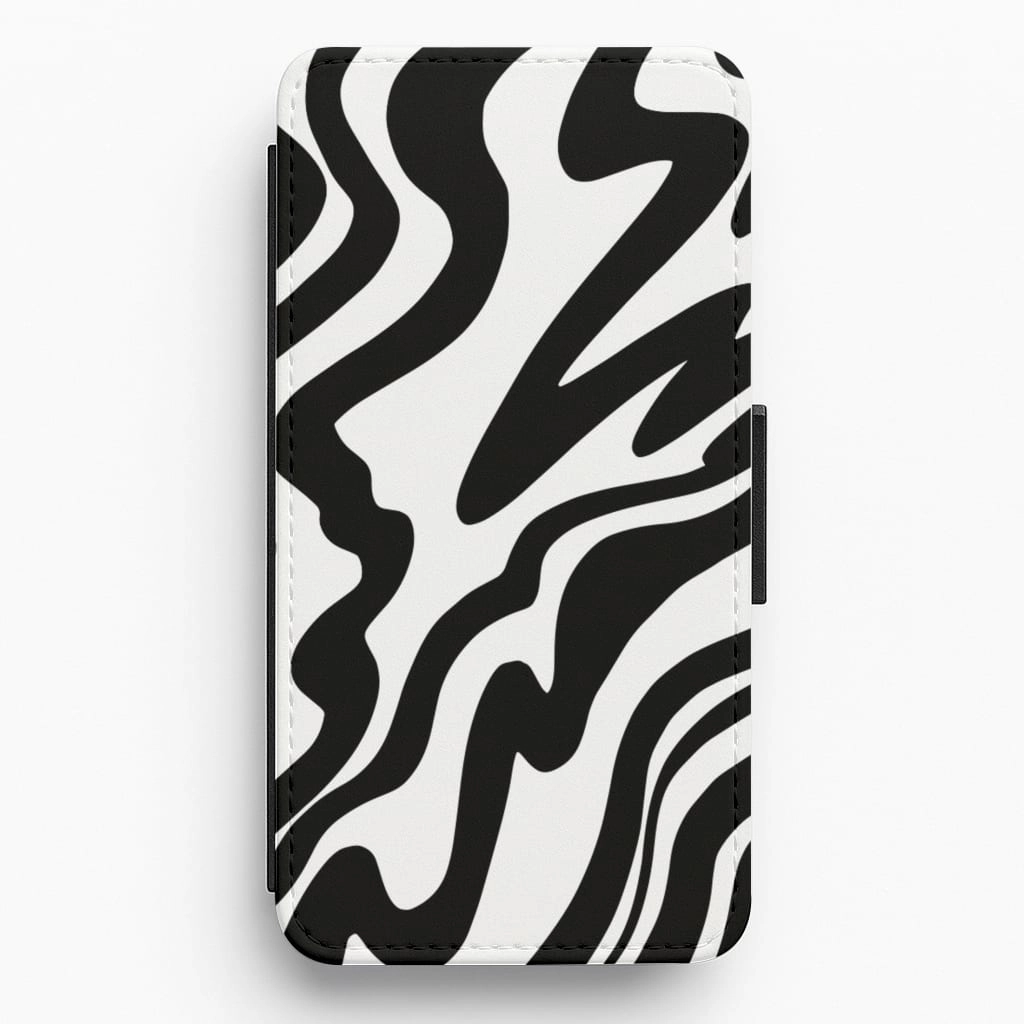 Black And White - Halloween Flip / Wallet Phone Case Sleek Grip Fashion Texture