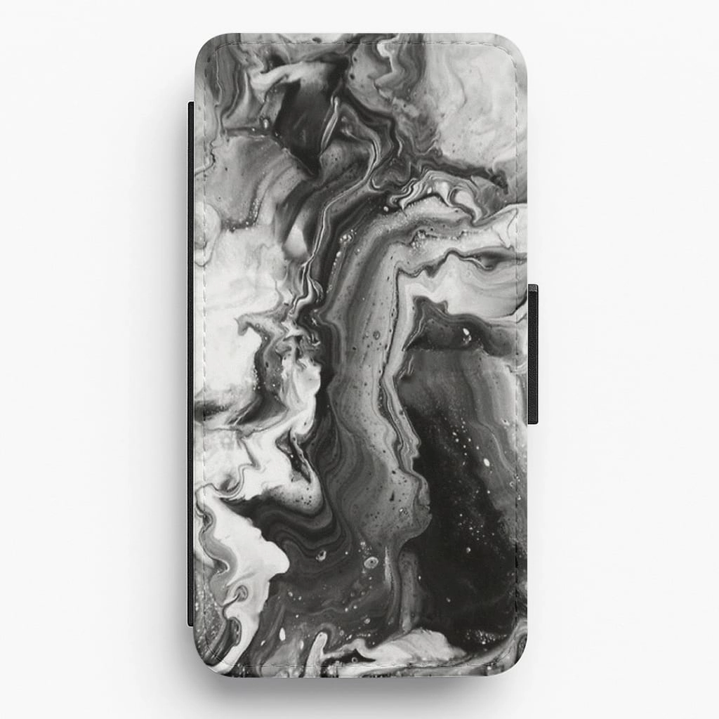 daily accessory Black and White Leaking Marble Flip / Wallet Phone Case