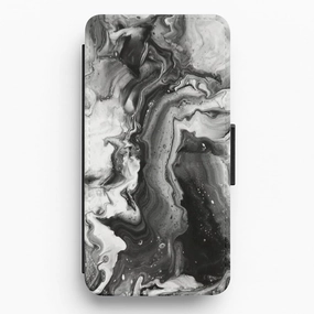 daily accessory Black and White Leaking Marble Flip / Wallet Phone Case