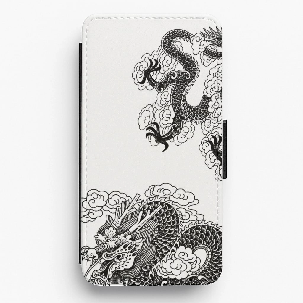 Black Dragon Flip / Wallet Phone Case Protective Edge Layer