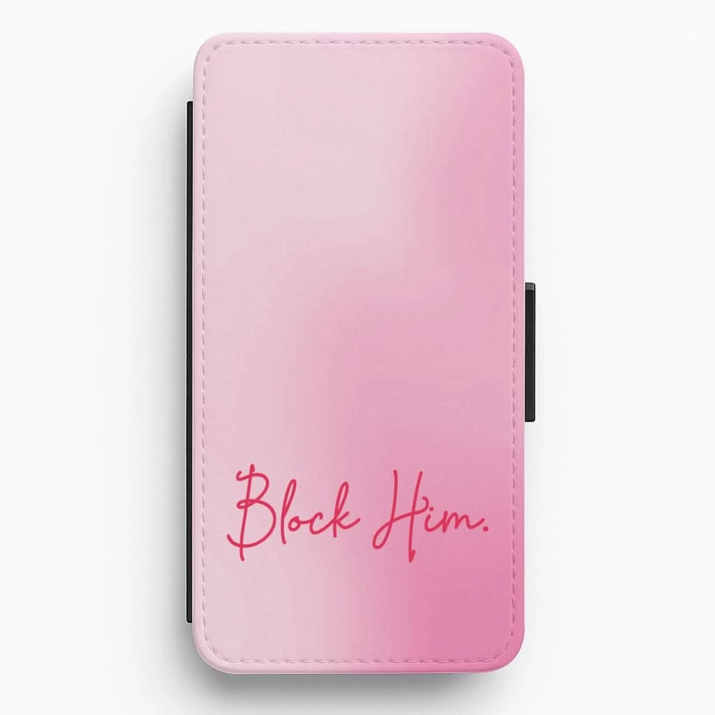 Block Him Pink Gradient Flip / Wallet Phone Case Protective Craft Soft Protection Edge