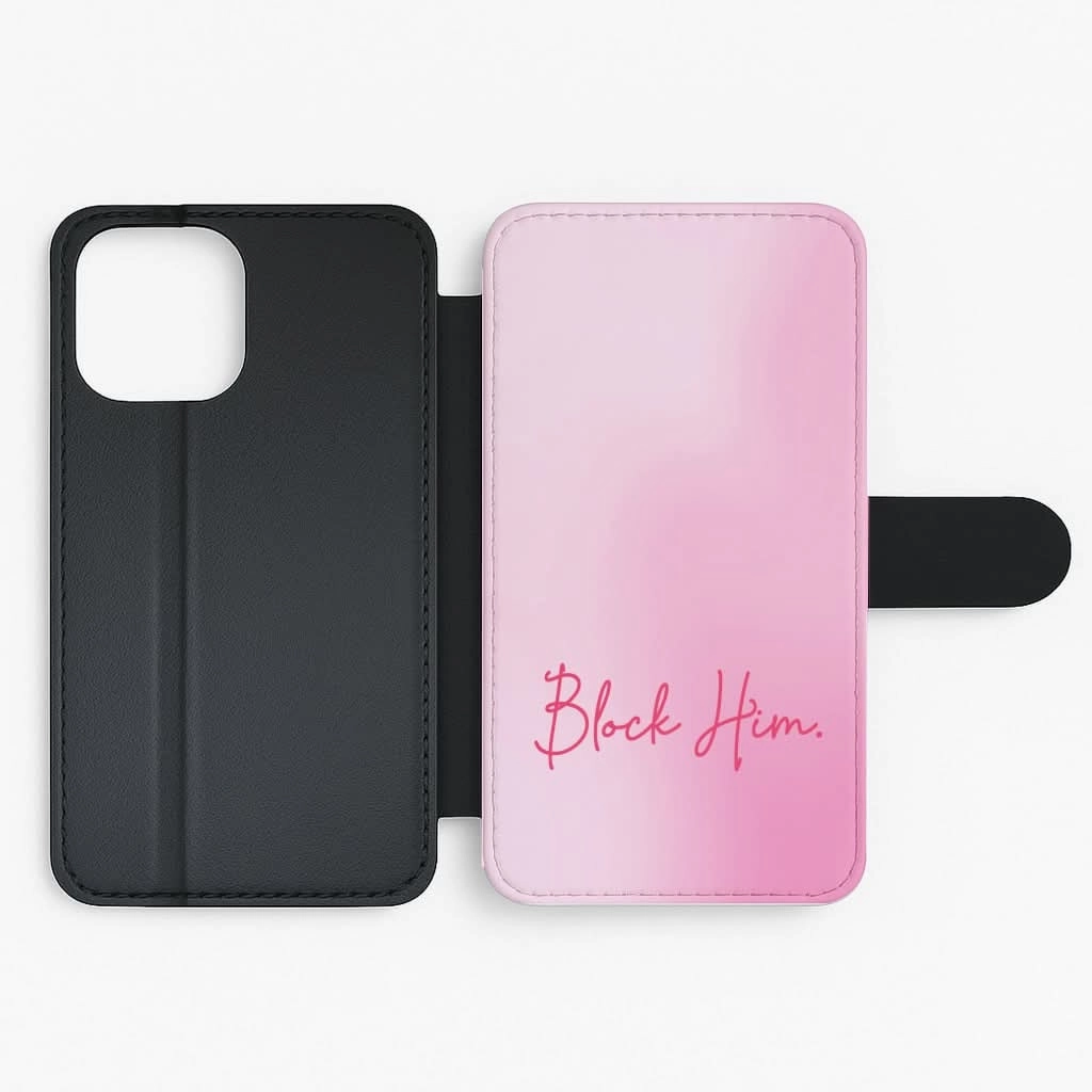 Creative Artwork Travel Essential Block Him Pink Gradient Flip / Wallet Phone Case