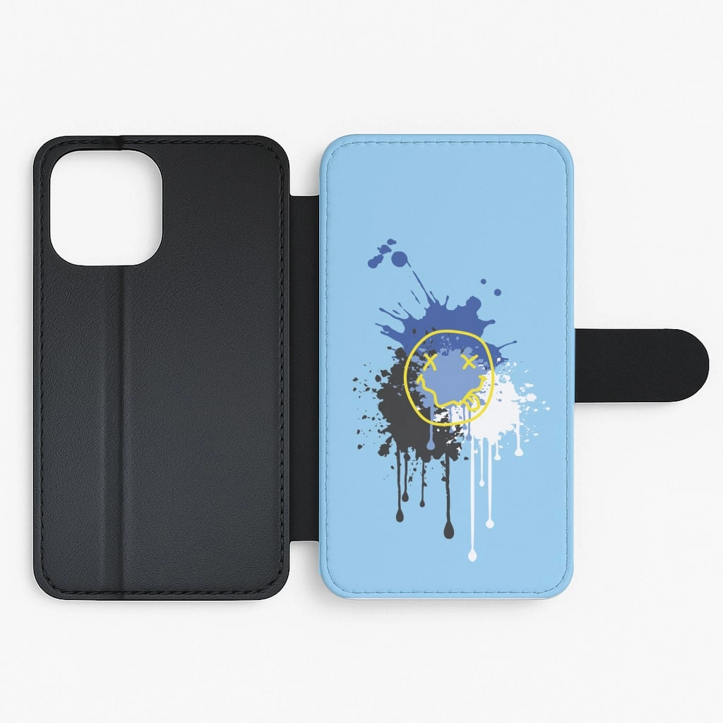 Blue Graffiti - Skate Aesthetic  Flip / Wallet Phone Case Hybrid Texture Minimal Frame