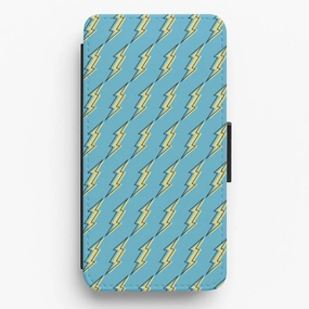 Blue Lightning - Eighties Flip / Wallet Phone Case Smooth Feel Surface