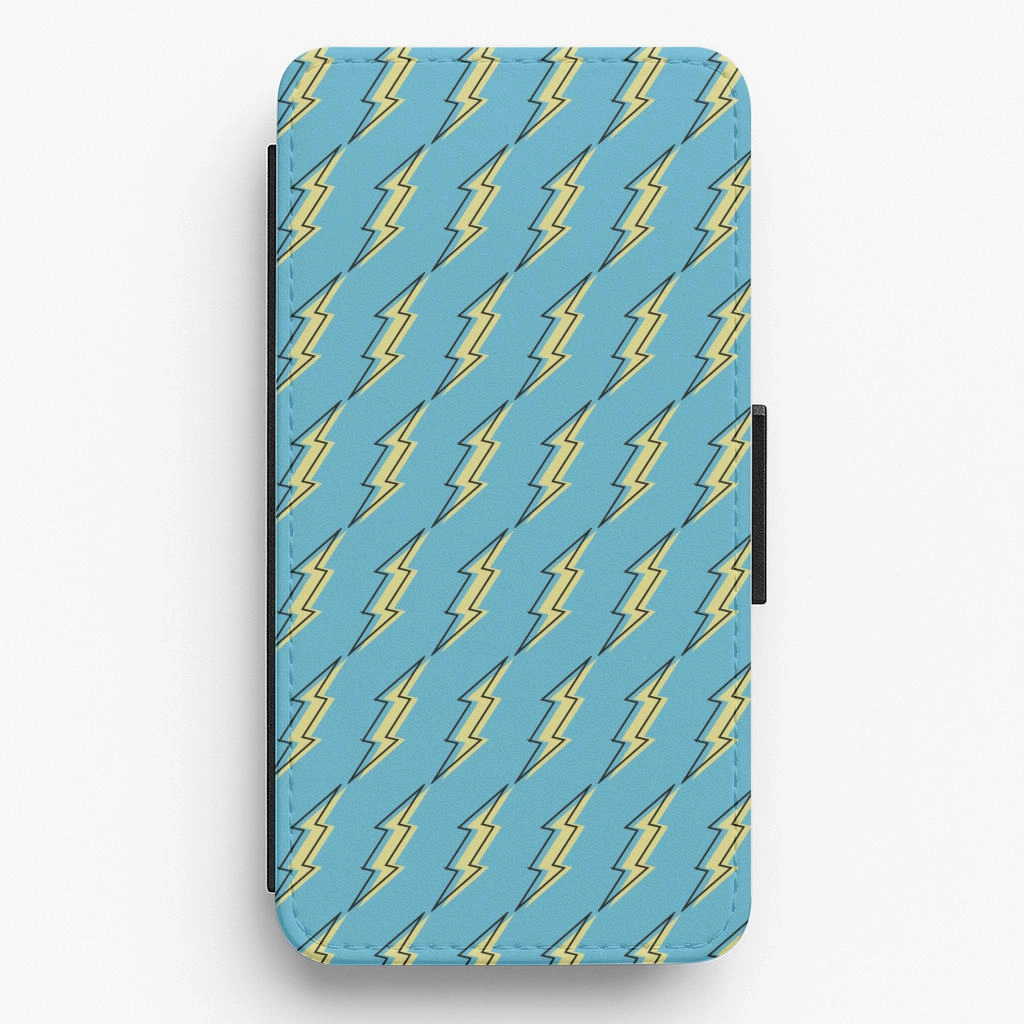 Blue Lightning - Eighties Flip / Wallet Phone Case Smooth Feel Surface