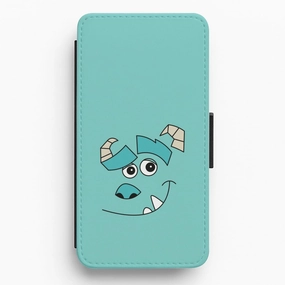 Light Frame Vivid Surface Detail Blue Monster Face Flip / Wallet Phone Case