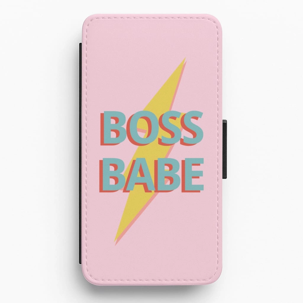 Fashion Design Soft Finish Layer Boss Babe Flip / Wallet Phone Case