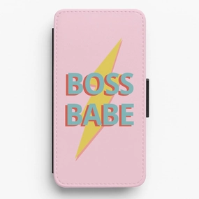 Fashion Design Soft Finish Layer Boss Babe Flip / Wallet Phone Case