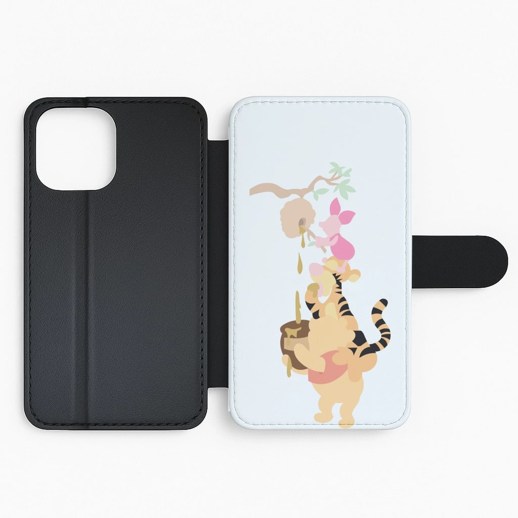 Heat dissipation Bouncing Tiger , Piglet , Yellow Bear Flip / Wallet Phone Case