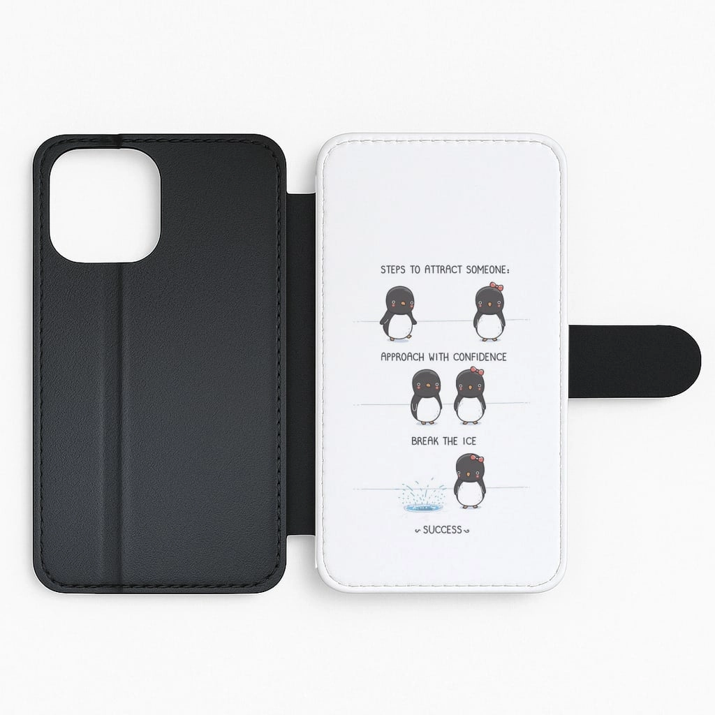 Classic Frame Gloss Texture Break The Ice - Funny Pun Flip Wallet Phone Case